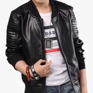 Boys pleather bomber jackets - 3 available- sizes 6,8,12